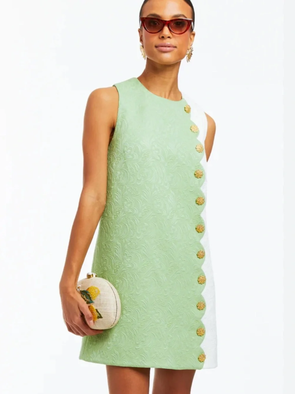 NWT Mestiza Dress Etta Scallop Mini in Green White - Picture 3 of 8